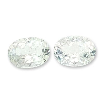 Pair of Oval Cut Colorless Topaz Gemstones