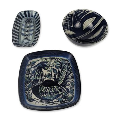 3pc Royal Copenhagen Aluminia Fajance Ceramic Bowl and Dishes