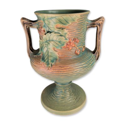 Roseville Pottery Green Bushberry Pedestal Vase