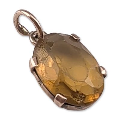 8K Gold and Oval Honey-Yellow Stone Pendant Charm