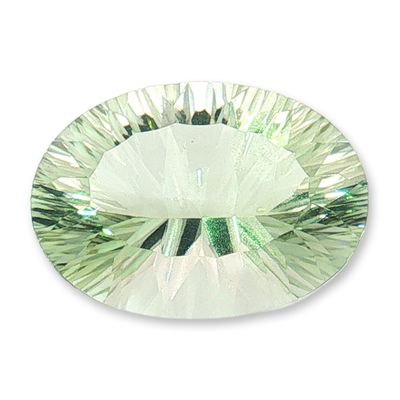 Oval Concave Cut Prasiolite Loose Gemstone