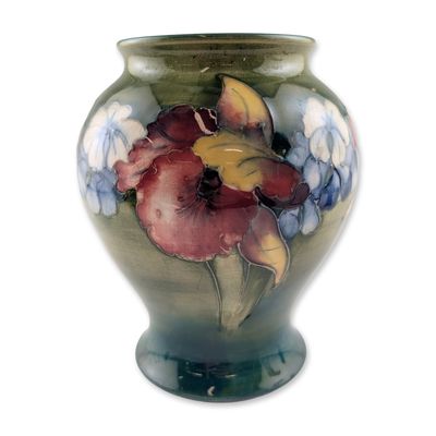 Walter Moorcroft Orchid Pattern Pottery Vase