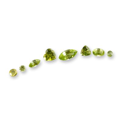 8pc Heart, Trillion and Marquise Cut Peridot Gemstones