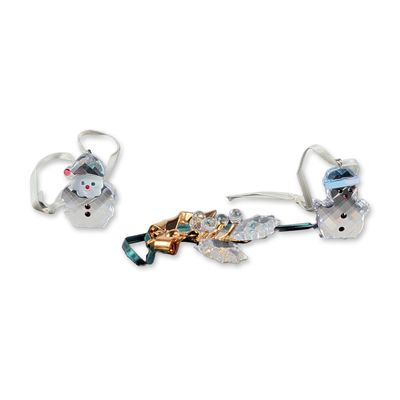 3pc Swarovski Crystal Holiday Ornaments
