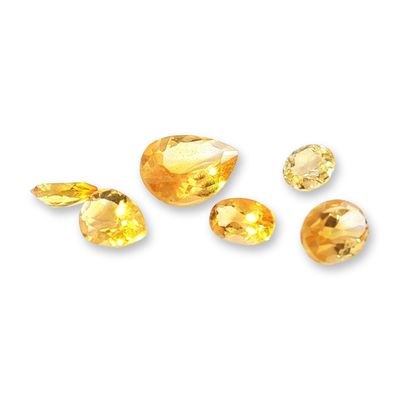 6pc Citrine Gemstones in Various Shapes