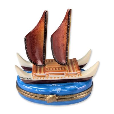 Limoges France Peint Main Hokulea Trinket Box