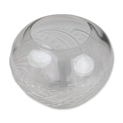 Lalique Crystal Foliate Vase, Zagora
