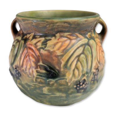 Roseville Pottery Two-Handled Bowl, Blackberry