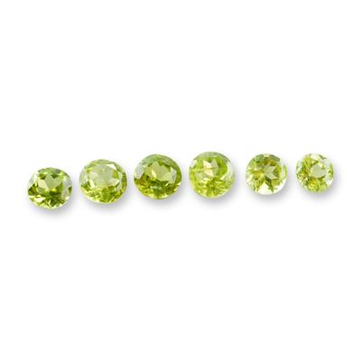 6pc Green Round Peridot Gemstones