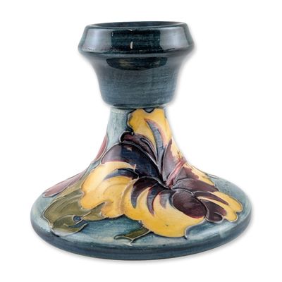 Moorcroft English Art Pottery Hibiscus Candlestick