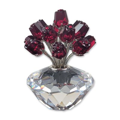 Swarovski Crystal Red Vase of Roses Figurine