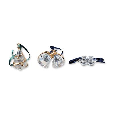 3pc Swarovski Crystal Holiday Ornaments