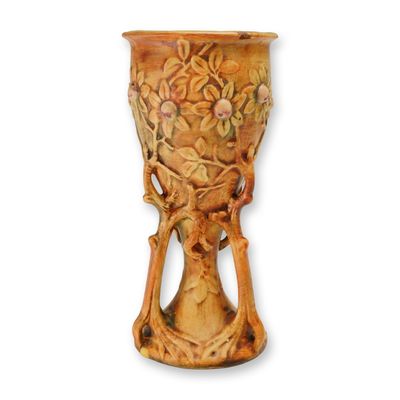 Weller Pottery Floral and Root Design Chalice Vase, Woodcraft