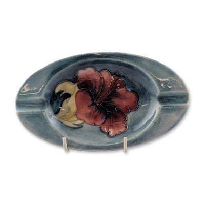 Moorcroft Hibiscus Pattern Pottery Ashtray