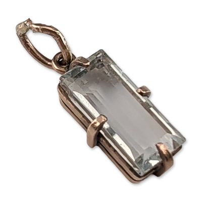 8K Gold Rectangular Step-Cut Aquamarine Pendant Charm