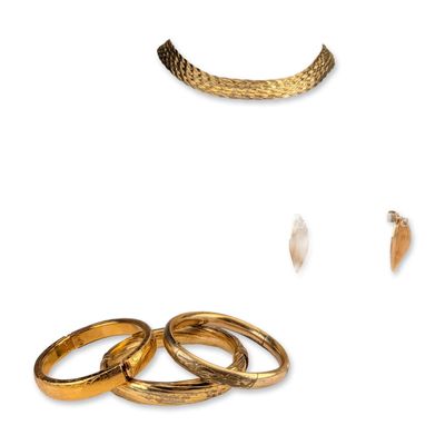 5pc Gold-Plated Bracelets, Necklace, and Earrings Jewelry Group