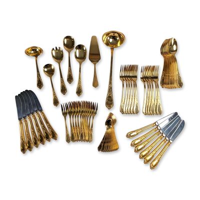 67pc Solingen 23/24K Gold Plated Flatware Service for Twelve