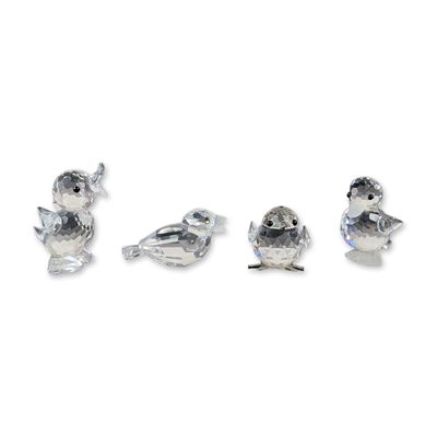 4pc Swarovski Silver Crystal Bird Figurines