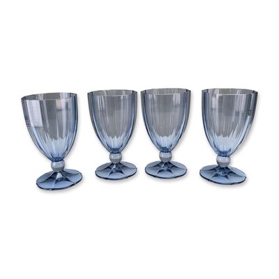 4pc Villeroy & Boch My Garden Blue Glass Water Goblets