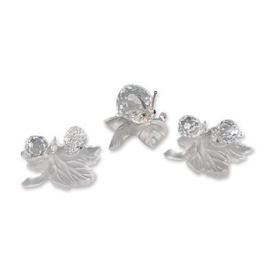 3pc Swarovski Crystal Snail Figurines