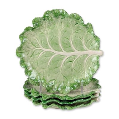4pc Fitz and Floyd Cabbage Leaf Plates