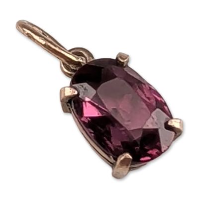 8K Gold Reddish Purple Garnet Pendant Charm