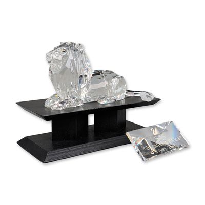 3pc Swarovski Crystal 1995 SCS Annual Edition Figurine, The Lion, Title Plaque & Base