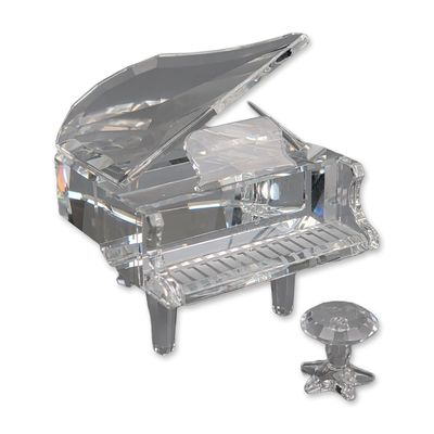 Swarovski Silver Crystal Figurine, Grand Piano and Stool