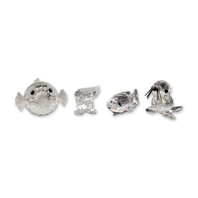 4pc Swarovski Silver Crystal Animal Figurines
