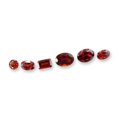 6pc Red Garnet Gemstones in Vatious Shapes and Sizes