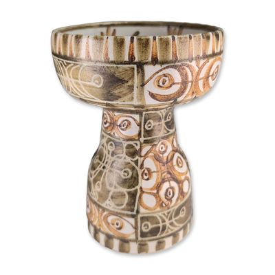 Andre Horellou (French 1943-2011) Hand-Painted Ceramic Spike Candlestick