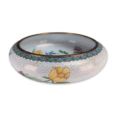 Chinese White Ground Cloisonne Enamel Floral Bowl