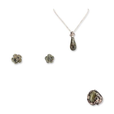 3pc Connemara Marble and Sterling Silver Jewelry