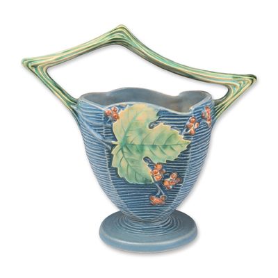 Roseville Pottery Vase, Blue Bushberry
