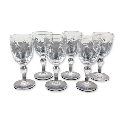 6pc Stuart England Cut Crystal Cordial Glasses
