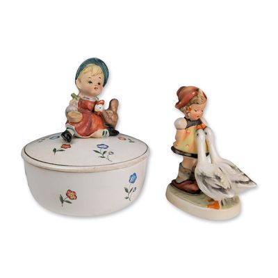 2pc Lipper & Mann Trinket Box and Goebel Hummel Figurine