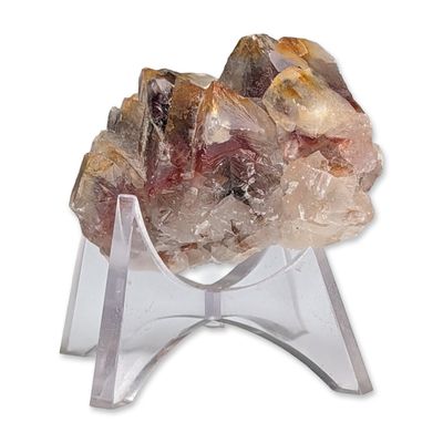 Natural Amethyst Smoky Inclusion Quartz Cluster with Display Stand