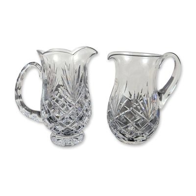 2pc Samobor Kristal Cut Lead Crystal Pitchers