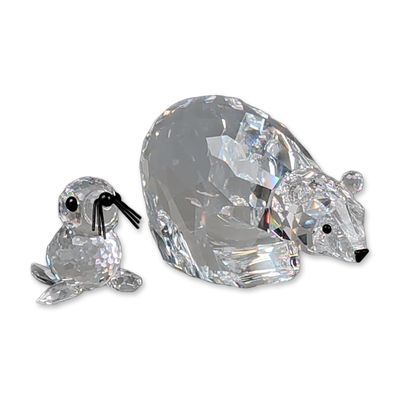 Two Swarovski Silver Crystal Figurines, Polar Bear and Seal