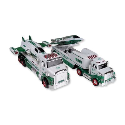 2pc Hess Toy Truck Transports with Jet and Space Cruiser
