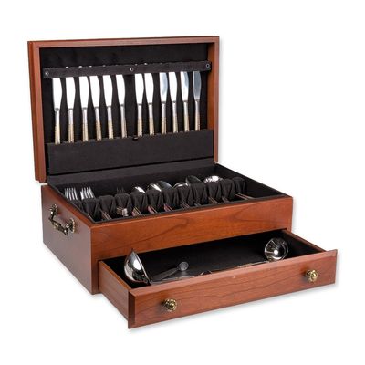 70pc SBS Bestecke Solingen 18/10 Stainless and Gold-Plated Flatware, Service for Twelve