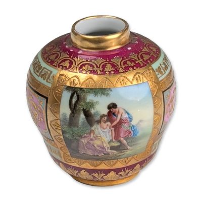 Royal Vienna Style Hand-Painted Porcelain Vase