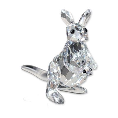 Swarovski Silver Crystal Kangaroo and Joey Figurine