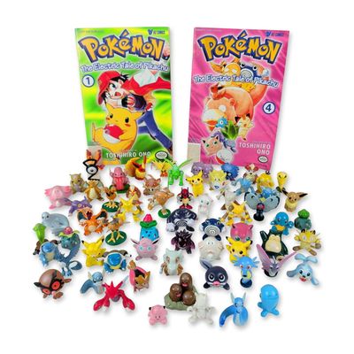 65pc Pokemon Mini Figures and Two Manga Books