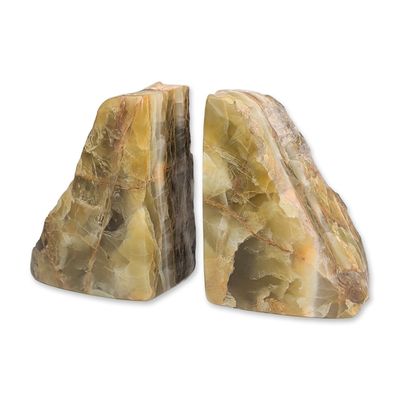 Pair of Banded Green Onyx Wedge Bookends