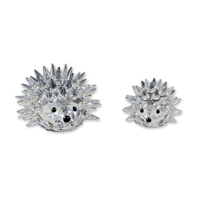 2pc Swarovski Silver Crystal Hedgehog Figurines