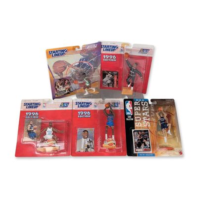 5pc 1990s Kenner, Hasbro and Mattel Basketball Figures