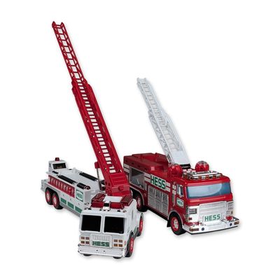 Two Hess Toy Model Emergency and Fire Trucks with Rescue Vehicles