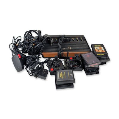 Atari 2600 Video Computer System Woodgrain Console and Game Bundle