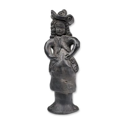 Vintage Dona Rosa Hand Molded Black Clay Figurine